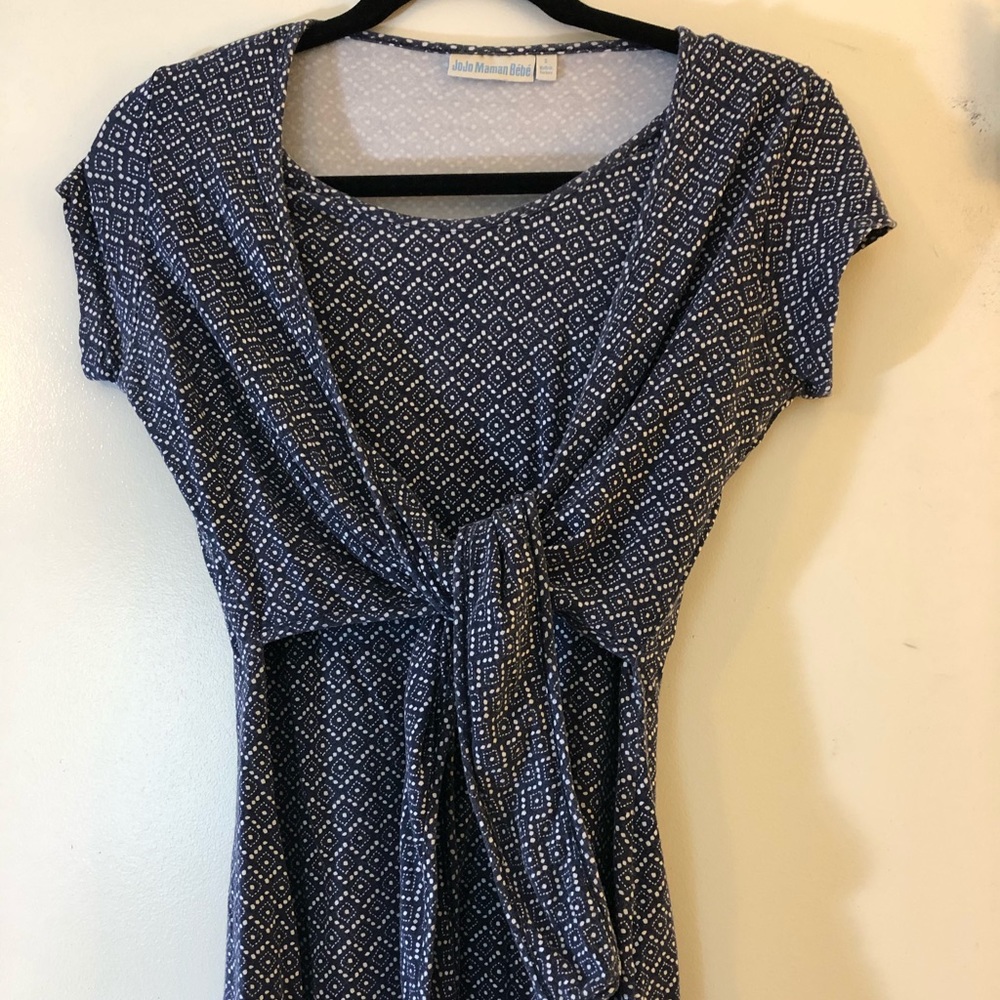 JoJo Maman Bébé Navy Batik Maternity/Nursing Shirt
